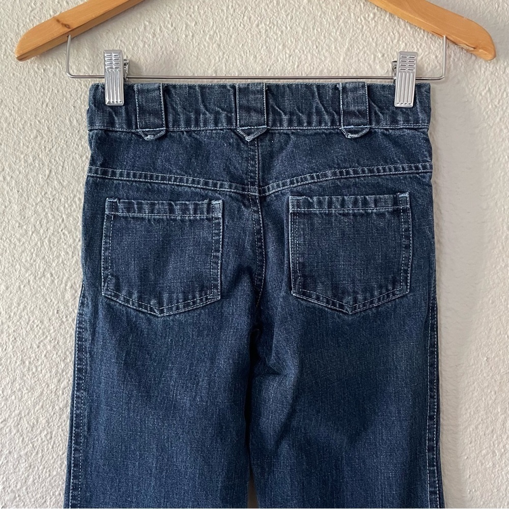 Beetlejuice London Flare Jeans Girls Size 8 Blue Dark Wash Denim Embroidered - Picture 10 of 14